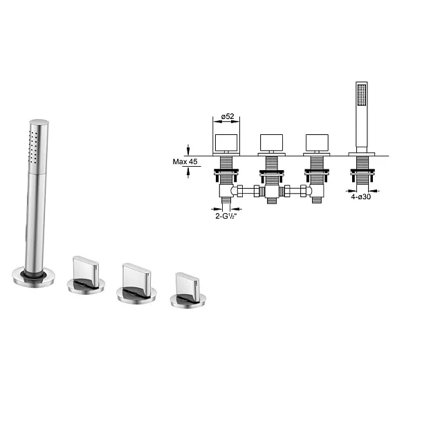 Steinberg 170 bateria wannowa 4-otworowa chrom 1702480