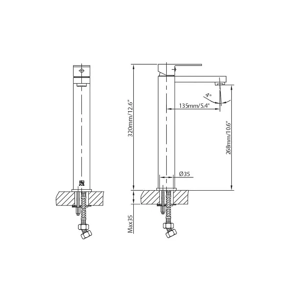 Mobi Runa bateria umywalkowa wysoka bez korka chrom 751129CA