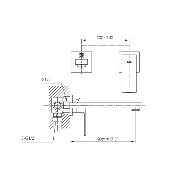 Mobi Runa bateria umywalkowa podtynkowa chrom 751468CA