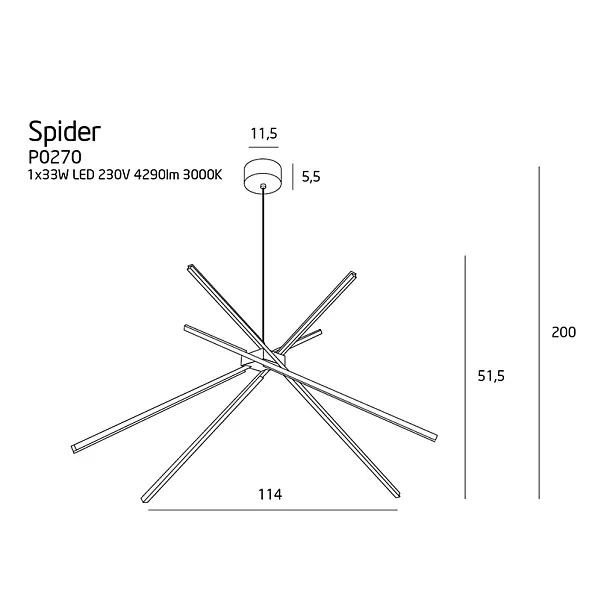 MAXLIGHT Spider lampa wisząca P0270
