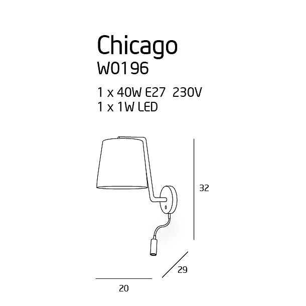 MAXLIGHT Chicago kinkiet + led biały W0196