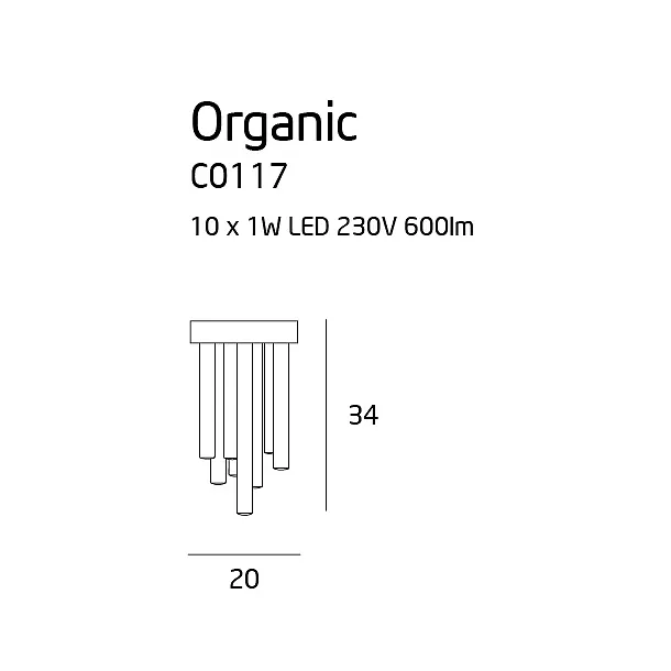 MAXLIGHT Organic Chrom plafon mały C0117