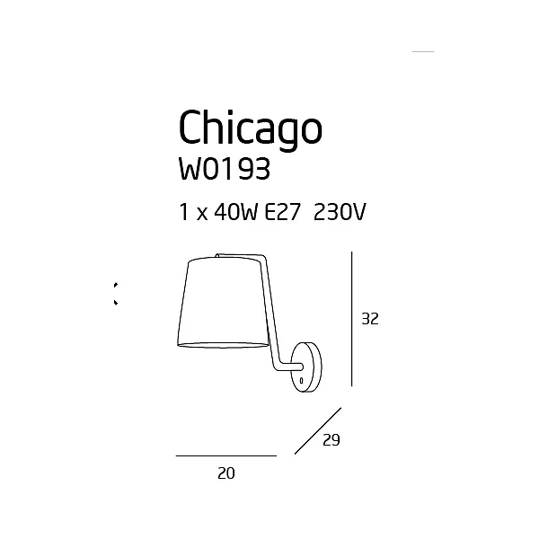 MAXLIGHT Chicago kinkiet biały W0193
