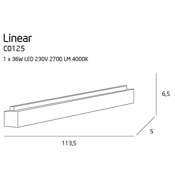 Lampa Sufitowa Linear Duża Biała od Maxlight