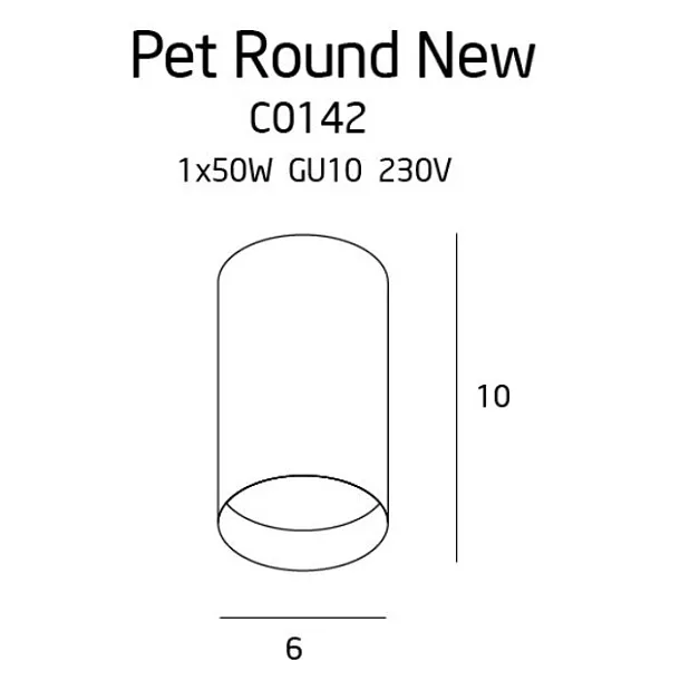 MAXLIGHT Pet Round New lampa sufitowa czarna C0142