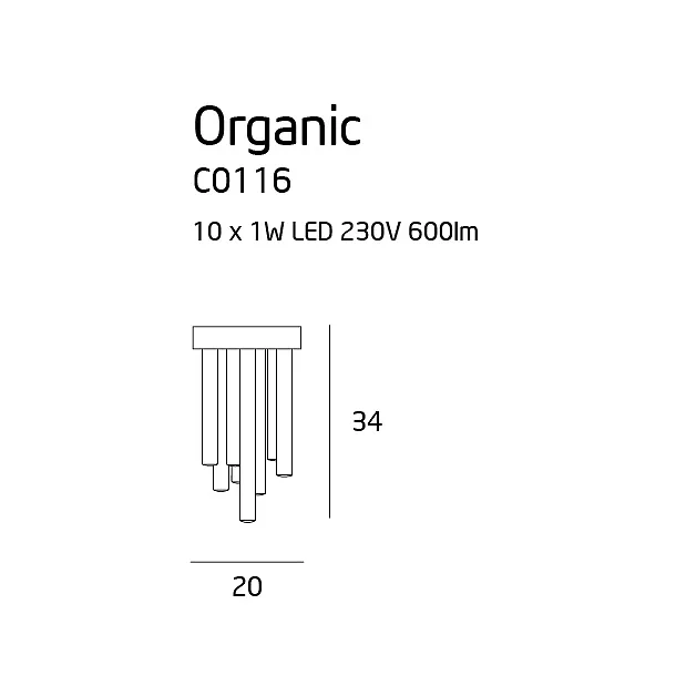 MAXLIGHT Organic Copper plafon mały C0116