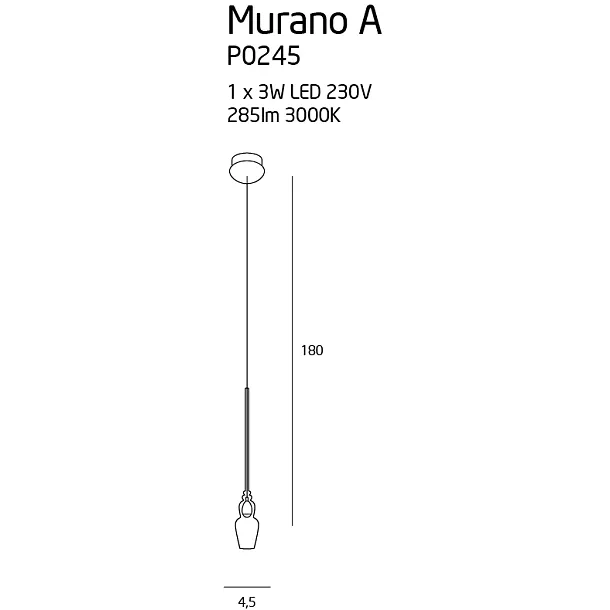 Lampa Wisząca Murano A Chrom od Maxlight