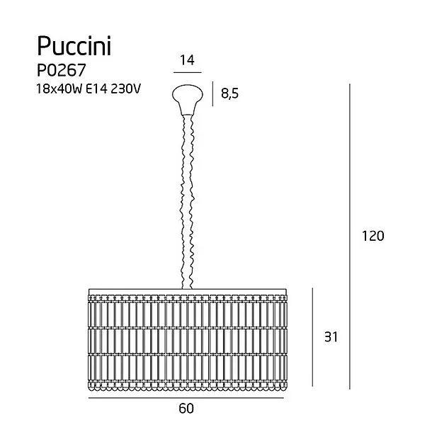 MAXLIGHT P0267 LAMPA WISZĄCA PUCCINI 60cm