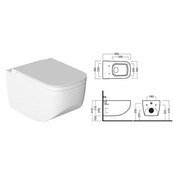 Hatria Next miska wc podwieszana 56x36cm Rimless pure rim Y1F1