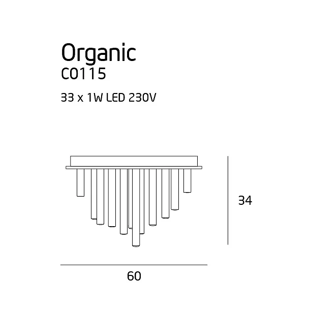 Plafon Organic Chrom 33x1 Ściemnialny od Maxlight