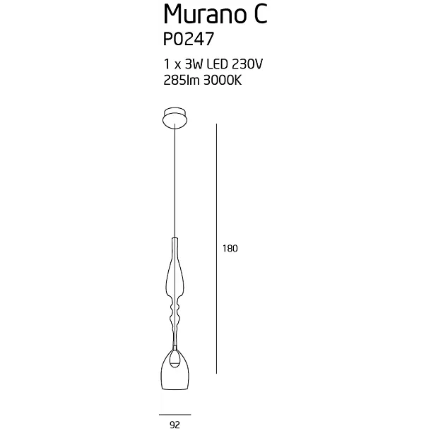 Lampa Wisząca Murano C Chrom od Maxlight