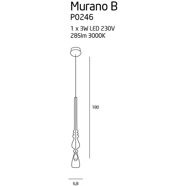 Lampa Wisząca Murano B Chrom od Maxlight