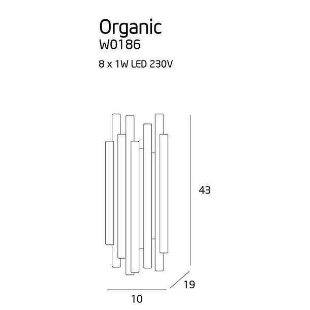 MAXLIGHT W0186DIM KINKIET ORGANIC CHROM ŚCIEMNIALNY