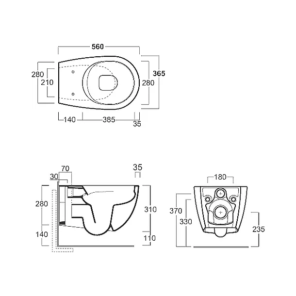 Simas Vignoni Rimless miska wc podwieszana 56x36,5cm VI18 ANTRACIT MAT