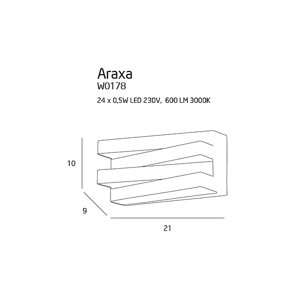 MAXLIGHT Araxa kinkiet czarny W0178