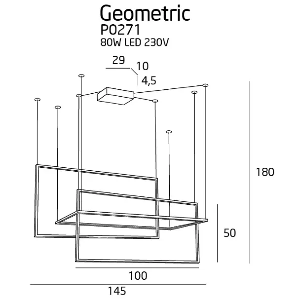 MAXLIGHT Geometric lampa wisząca czarna z funkcją ściemniania światła P0271D