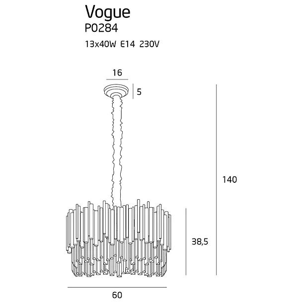 Lampa Wisząca Vogue Złota od Maxlight