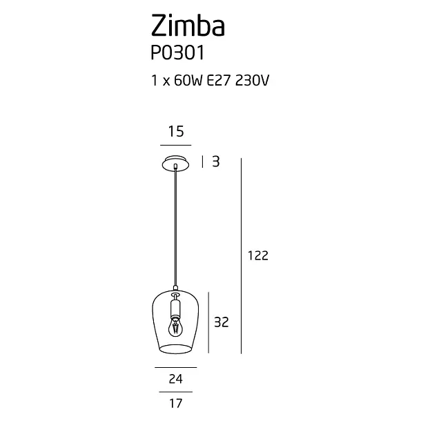 MAXLIGHT P0301 LAMPA WISZĄCA ZIMBA SMOKY