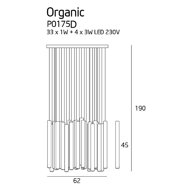 Lampa Wisząca Organic Chrom 33x1 Ściemnialna od Maxlight