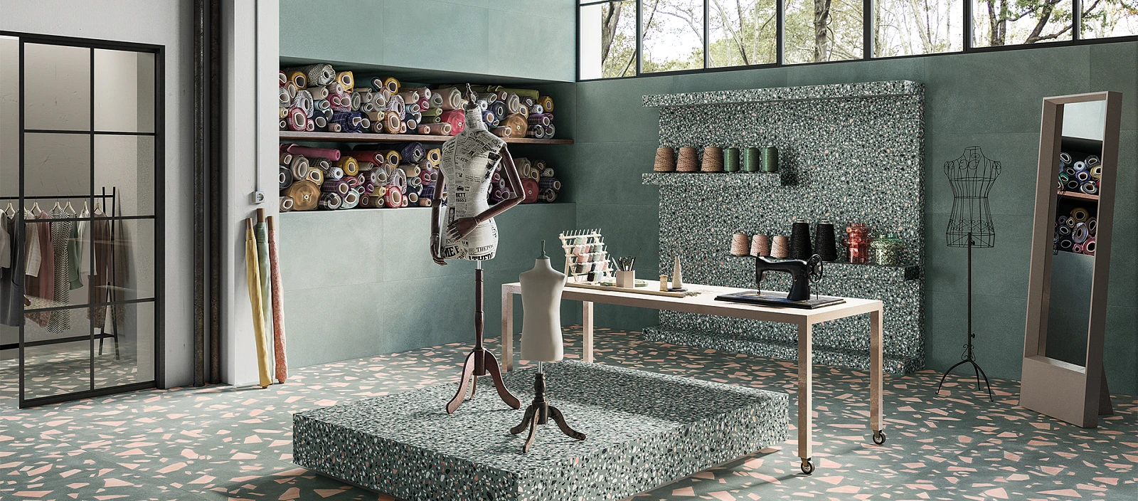 zielone-plytki-lastryko-ergon-Medley-Green-Classic-Rock-1920x845.jpg Pastelowe i szare imitacje lastryko – sposób na aranżację, w której nie będzie nudy. | Wyposażenie wnętrz MAXFLIZ