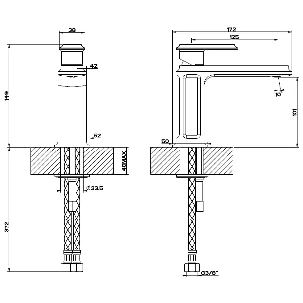 Gessi Eleganza bateria umywalkowa szczotkowane złoto 46002.087