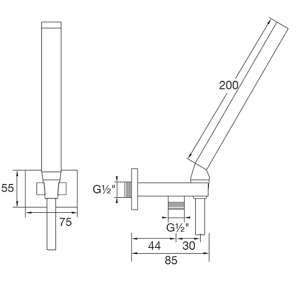 Steinberg 135 zestaw prysznicowy z uchwytem czarny matt 1351670S