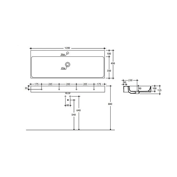 KERASAN Cento umywalka podwieszana 120x45cm 353401