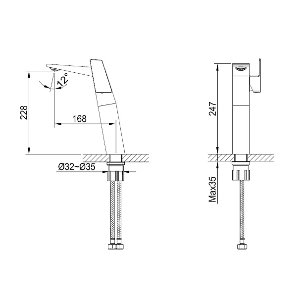 Mobi Mirage Bateria umywalkowa wysoka 411475CA