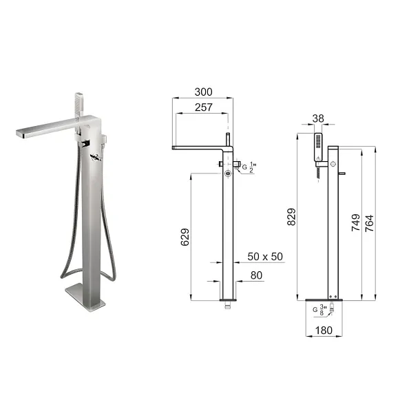 Noken Lounge bateria wannowa wolnostojąca chrom 100063518-N199999982