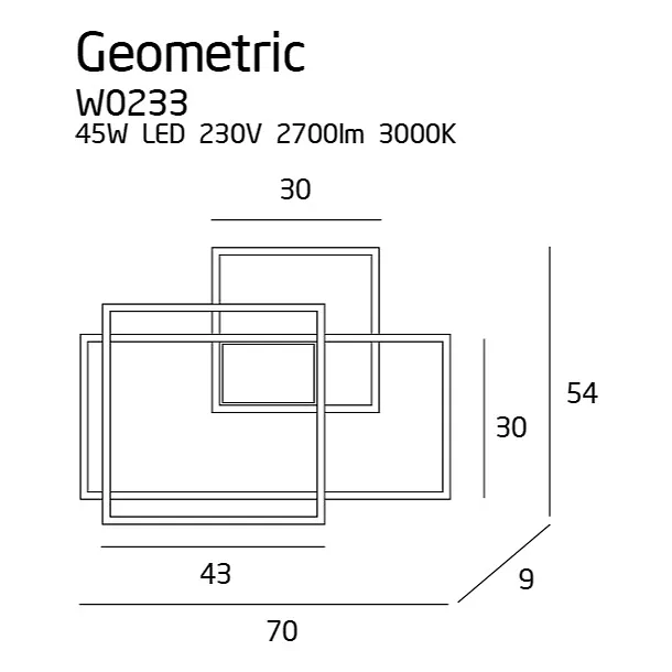 MaxLight Geometric kinkiet led czarny z funkcją ściemniania światła W0233D