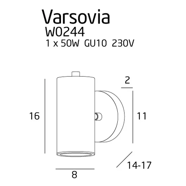 MAXLIGHT Varsovia kinkiet krótki W0244