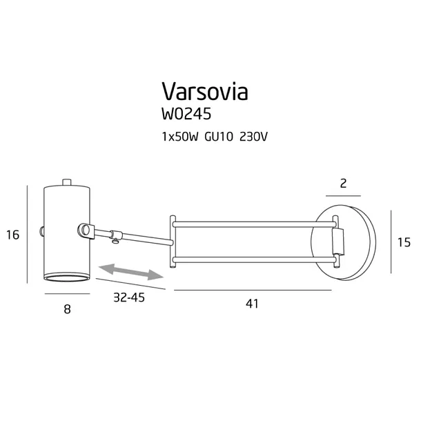 MAXLIGHT Varsovia kinkiet długi W0245