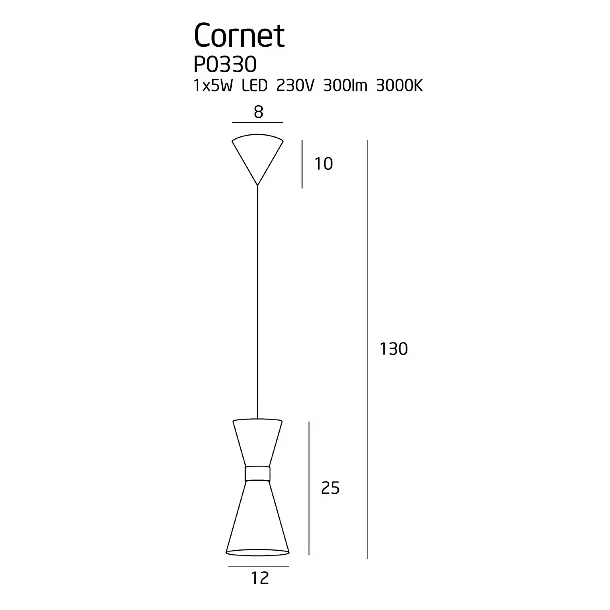 MAXLIGHT Cornet lampa wisząca 1 LED P0330