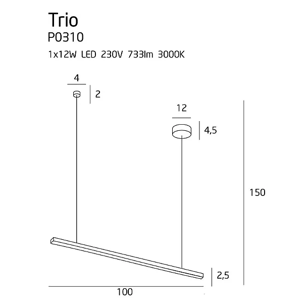 Lampa Wisząca Trio 1 Czarna od Maxlight