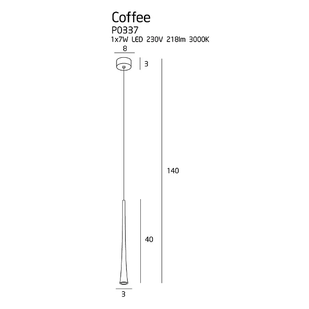 Maxlight Coffee Lampa Wisząca Mała Brązowa P0337