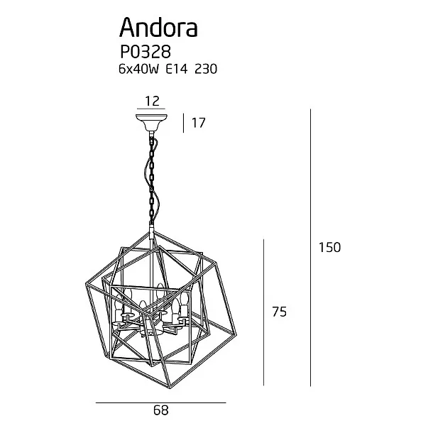 MAXLIGHT Andora lampa wisząca mosiądz P0328