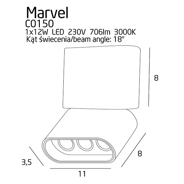 MAXLIGHT Marvel lampa sufitowa/plafon czarny C0150