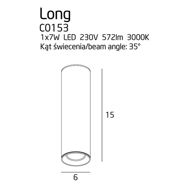 MAXLIGHT Long lampa sufitowa/plafon biały C0153