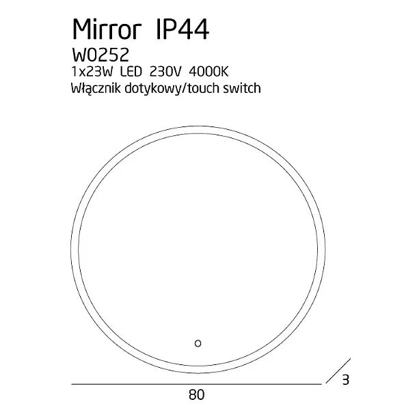 MAXLIGHT W0252 LUSTRO PODŚWIETLANE OKRĄGŁE IP44