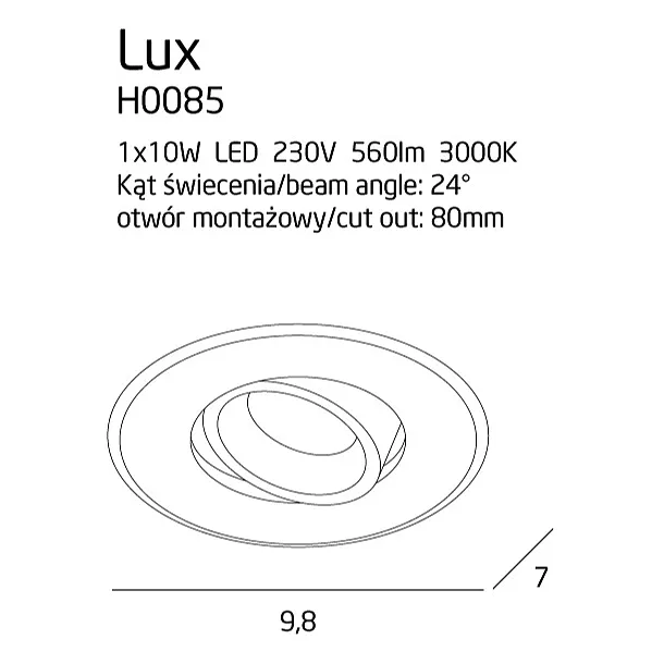 MAXLIGHT Lux oprawa podtynkowa biała H0085