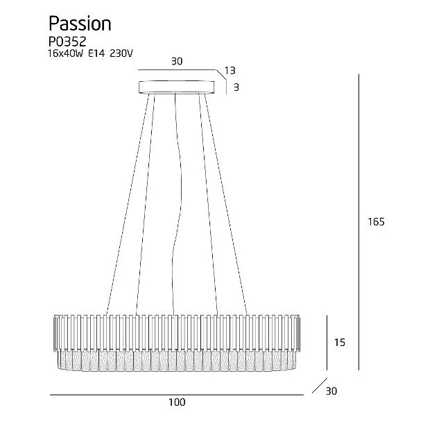 Lampa Wisząca Passion Złota od Maxlight