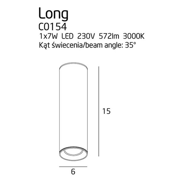Lampa Sufitowa/Plafon Long Okrągły Czarny od Maxlight
