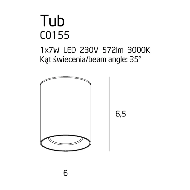 MAXLIGHT Tub plafon okrągły biały C0155