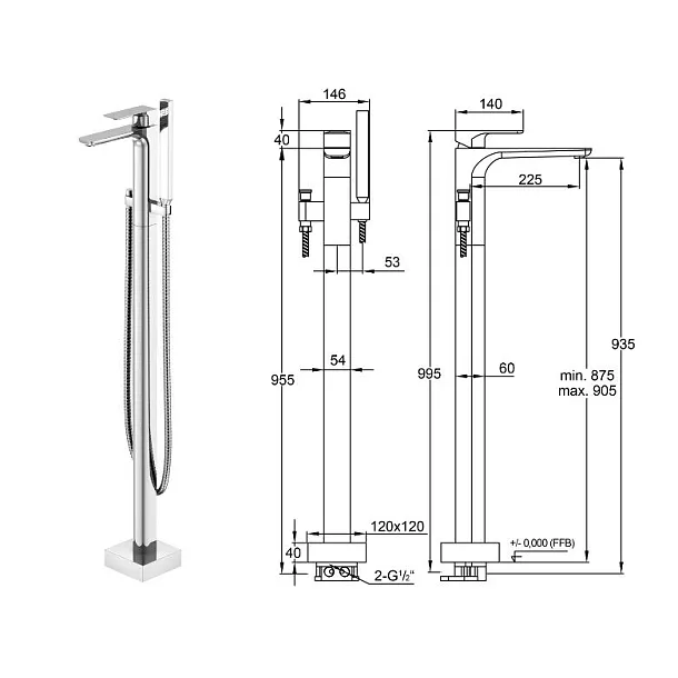 Steinberg 205 bateria wannowa wolnostojąca chrom 2051163