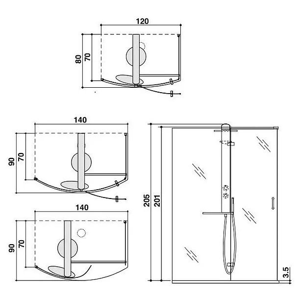 Jacuzzi Start kabina prysznicowa 120x80cm sx lewa 944711980