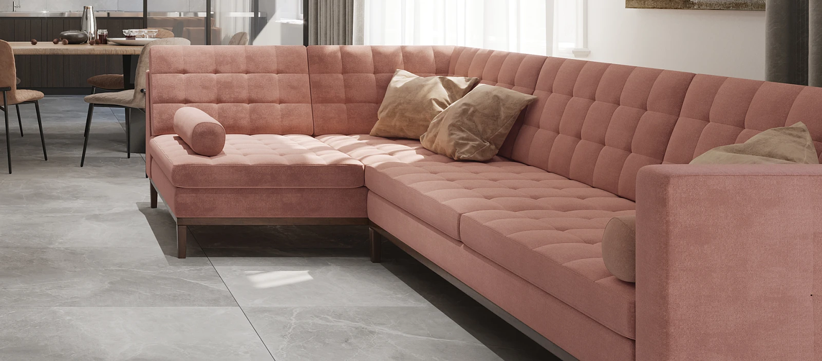 salon-kuchnia-wnetrza-sofa-lampa1920x845.jpg Kolory w salonie - wspomnienie lata | Wyposażenie wnętrz MAXFLIZ