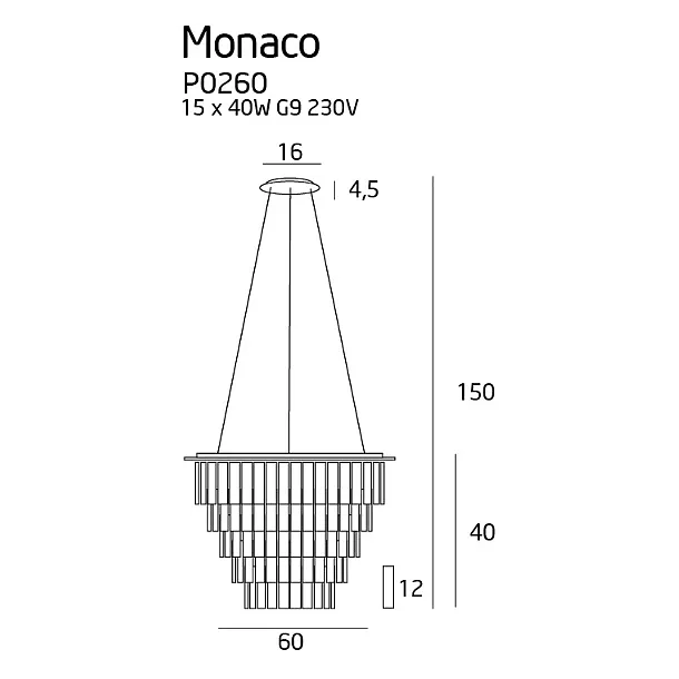 MAXLIGHT Monaco lampa wisząca duża P0260