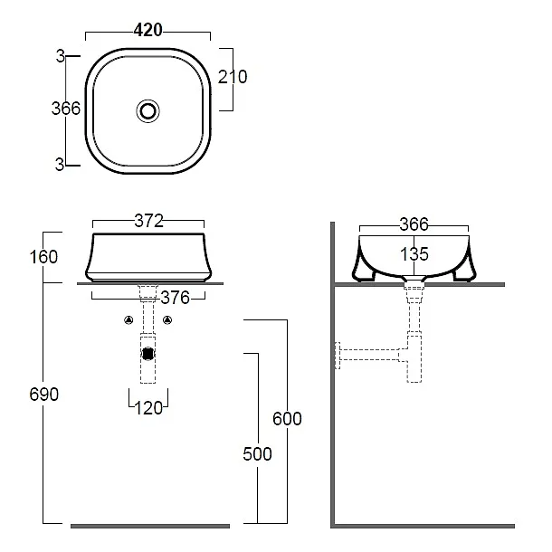 Simas Sharp Square umywalka nablatowa 42x42cm Antracit Mat SH06