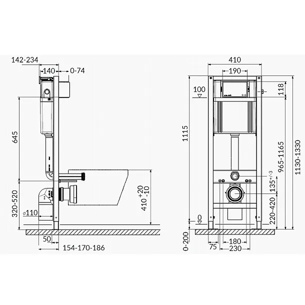 Mobitech 40 Mech stelaż wc+przycisk Mobiline One chrom+kostkarka+przekładka