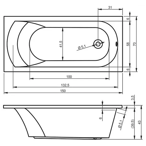 Riho Miami wanna prostokątna akrylowa 150x70cm BB58